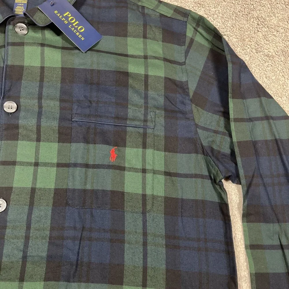 Polo Ralph Lauren Pajama Shirt Mens Large Sleepwear Plaid Comfy Cozy Cabin NWT - Picture 6 of 14